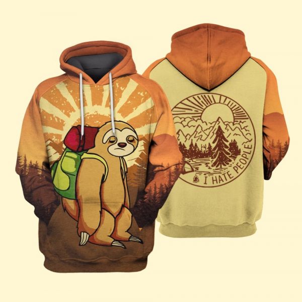 Funny Baby Sloth 3D Shirts Plus Size Hiking Camping Picnic Hoodie Hoodie