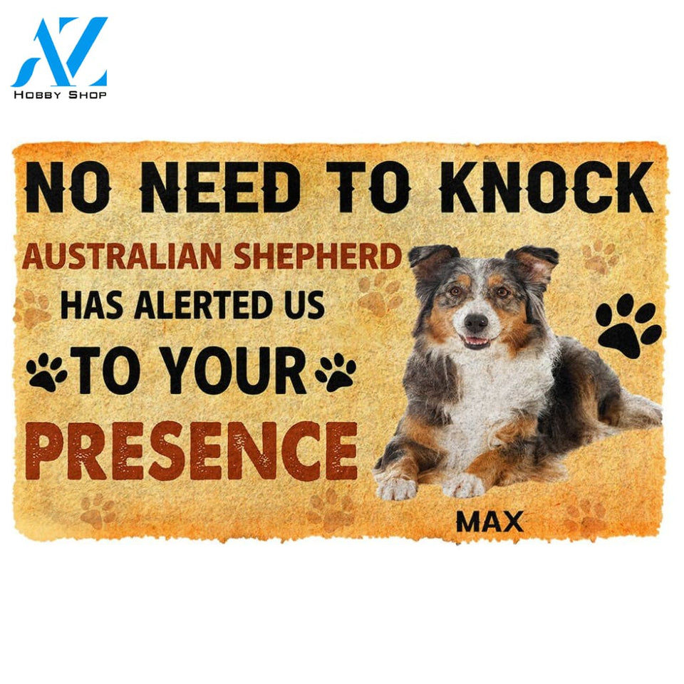 3D No Need To Knock Australian Shepherd Dog Custom Name Doormat | Welcome Mat | House Warming Gift