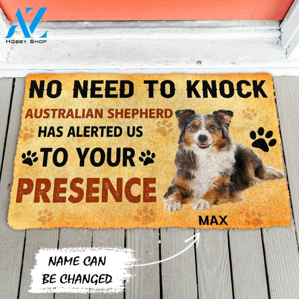 3D No Need To Knock Australian Shepherd Dog Custom Name Doormat | Welcome Mat | House Warming Gift