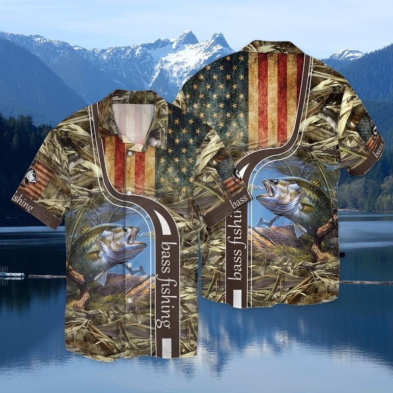 4th Of July Independence Day Bass Fishing Graphic Print Short Sleeve