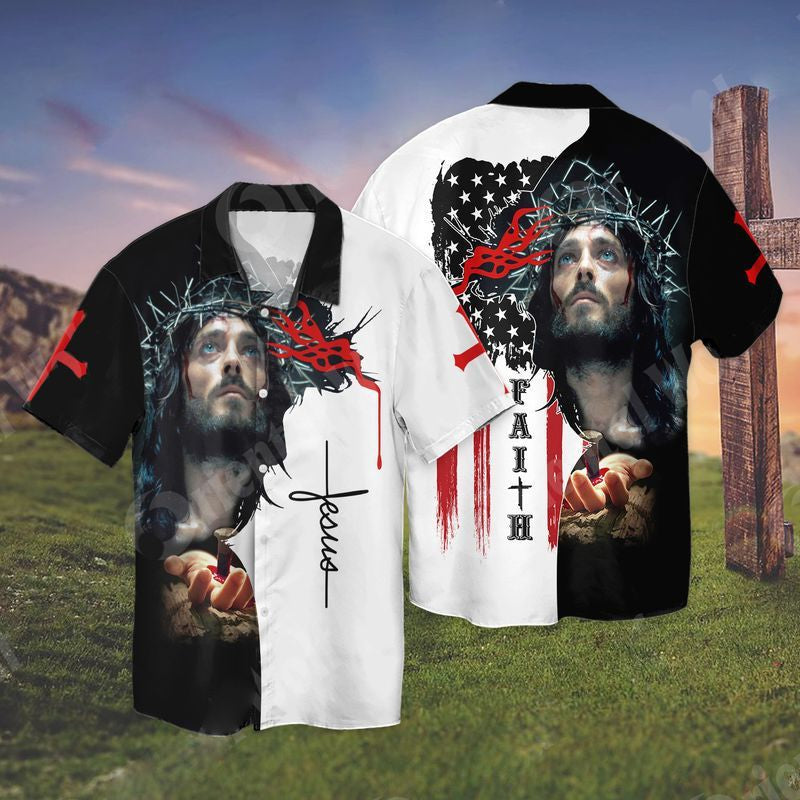 4th Of July Independence Day Jesus Graphic Print Short Sleeve