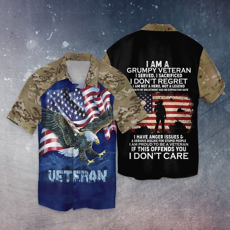 4th Of July Independence Day Memorial Day American Veteran I Am A Grumpy Veteran Graphic Print Short Sleeve
