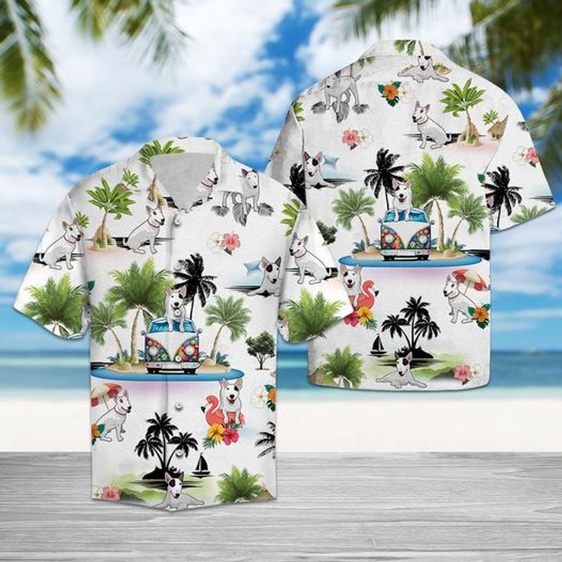 Bull Terrier Vacation White Unique Design Unisex Hawaiian Shirt For Men And Women Dhc17063981