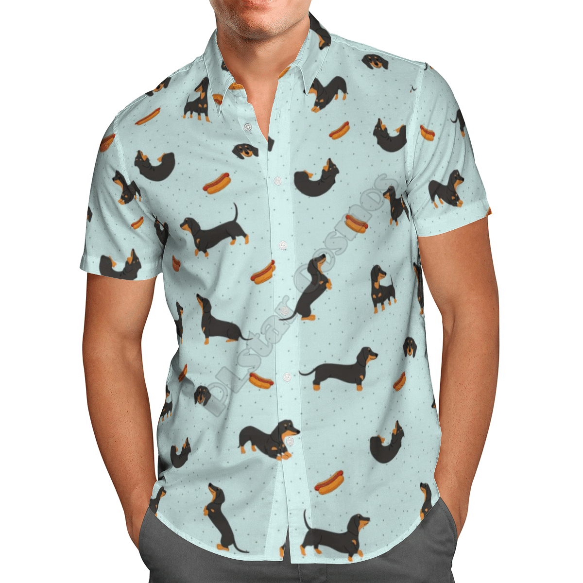 Funny Hamburger Dachshund Blue Nice Design Unisex Hawaiian Shirt For Men And Women Dhc17064083