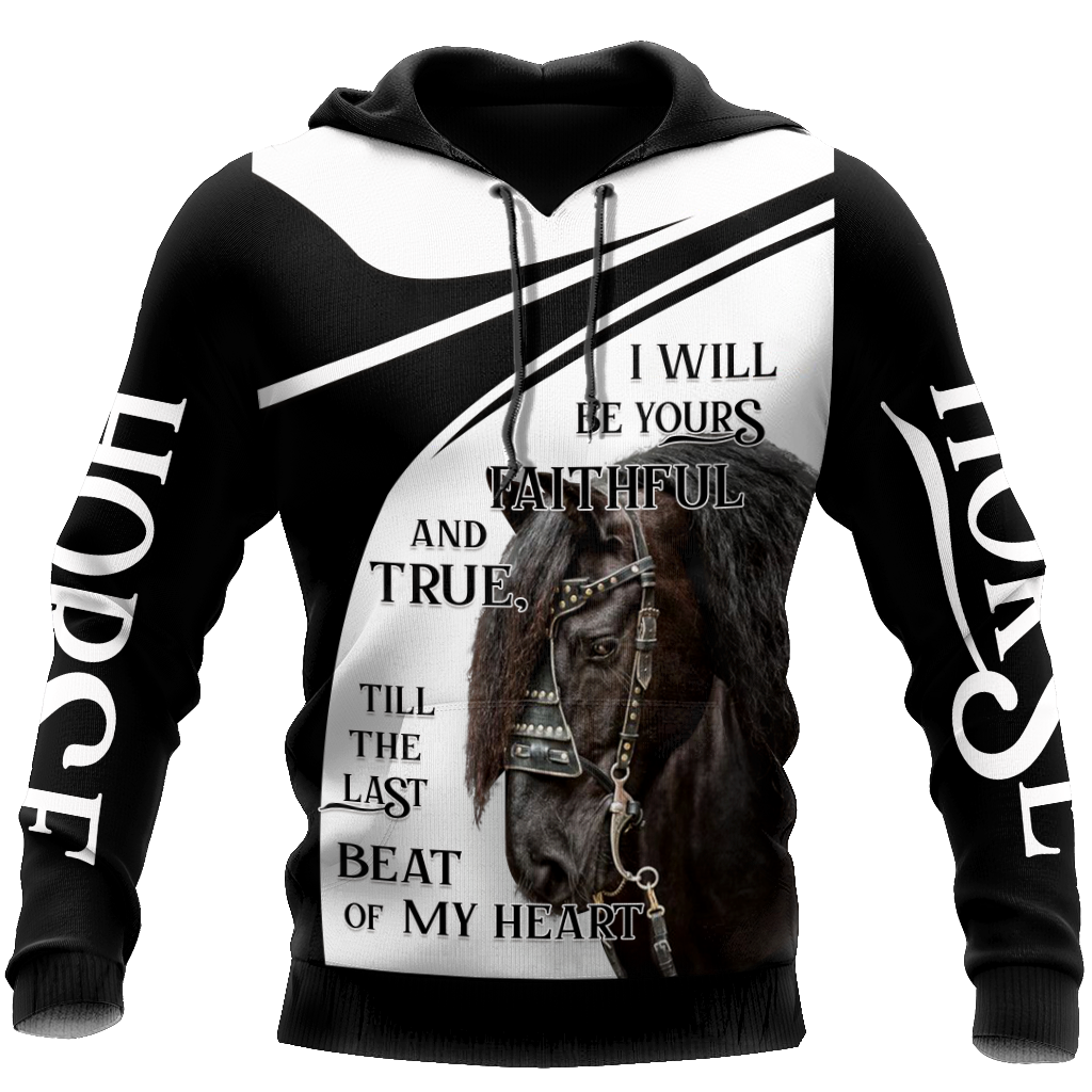 Horse Gifts Horse All Over Printed Black And White Unisex Hoodie