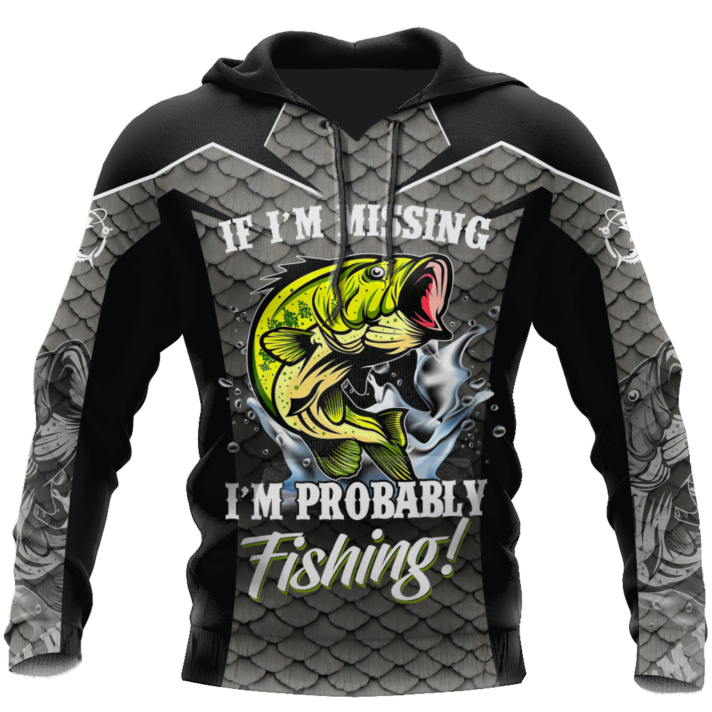 Fishing Gifts Bass Silver Sports Probably Fishing Unisex Hoodie