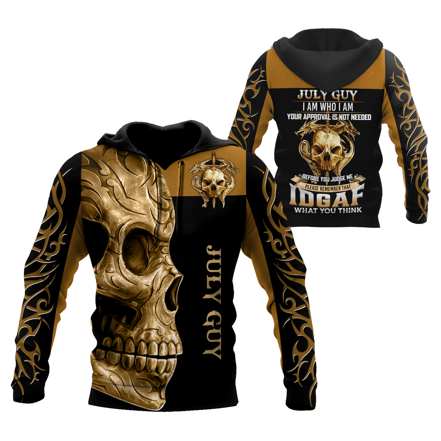 Unisex Hoodie All Over Print Skull Gifts July Guy Skull All Over Printed Unisex Hoodie
