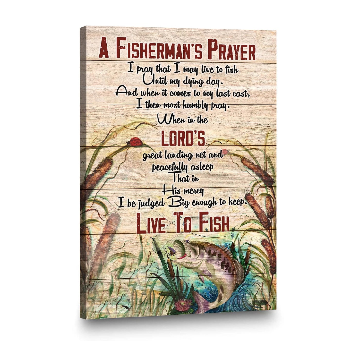 Fisherman’s Prayer Wall Art, Rustic Fishing Canvas | Azhobbyshop