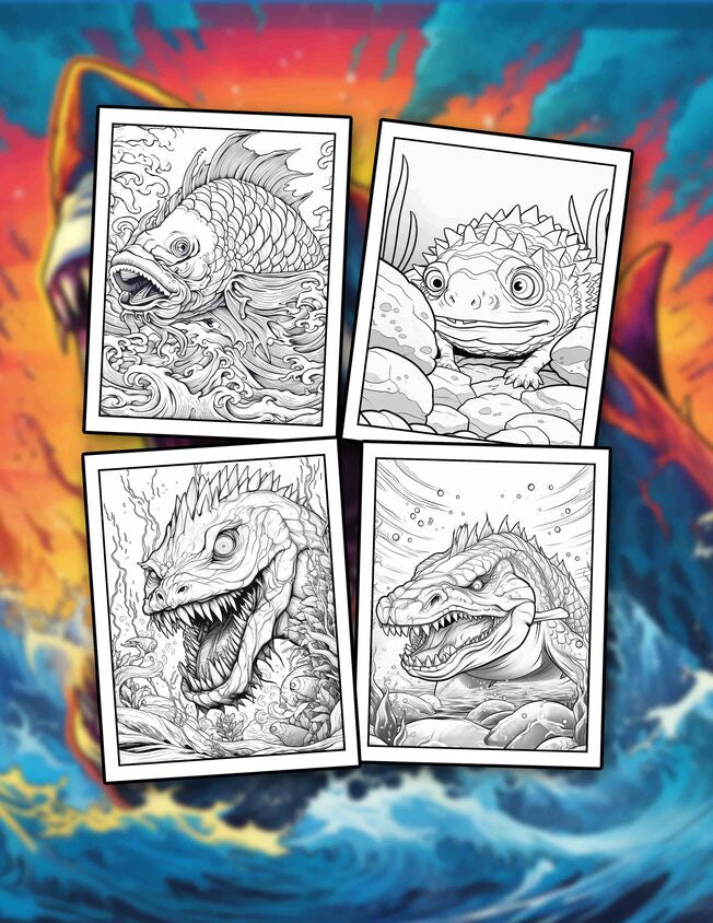 Sea Monster 30 Pages Printable Coloring Book