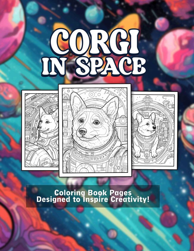 Corgi In Space 30 Pages Printable Coloring Book