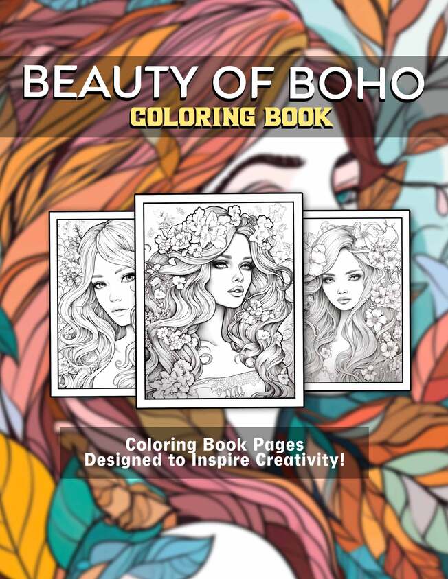 Beauty of Boho 30 Pages Printable Coloring Book