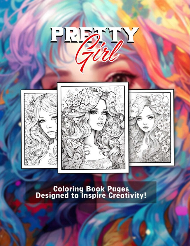 Pretty Girl 30 Pages Printable Coloring Book