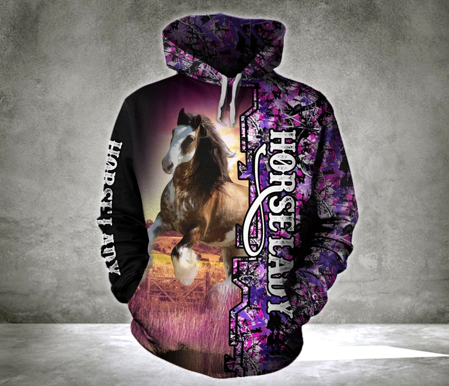 Clydesdale Horse Lady all over hoodie shirt