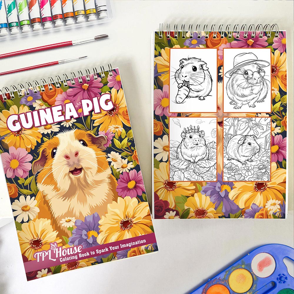 Guinea Pig Coloring Book Spiral Bound for Adult