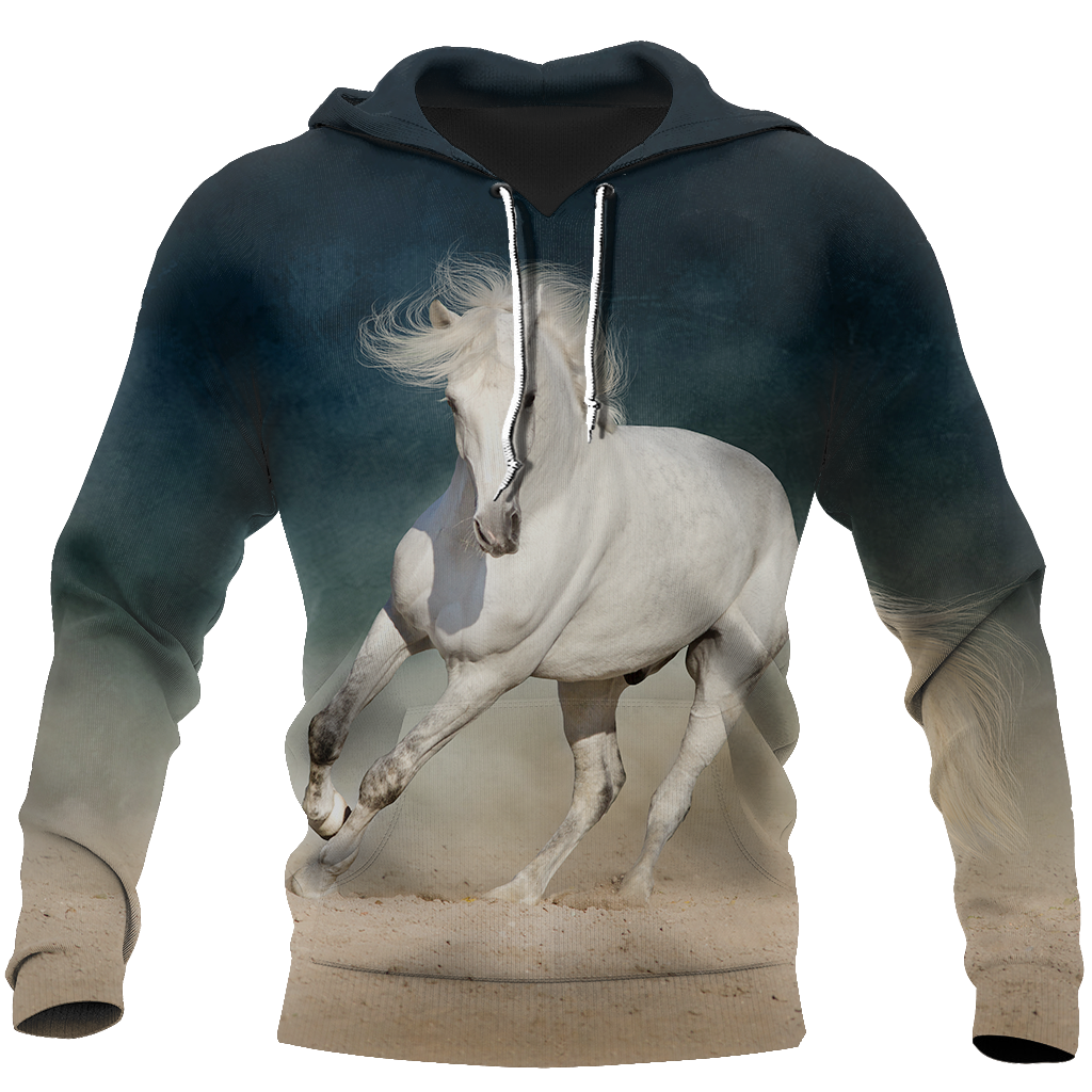 Beautiful Horse All Over Print Blue Unisex Hoodie