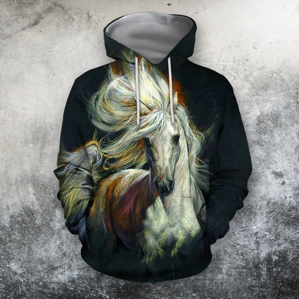 Horse Gifts All Over Print Beautiful White Horse Unisex Hoodie
