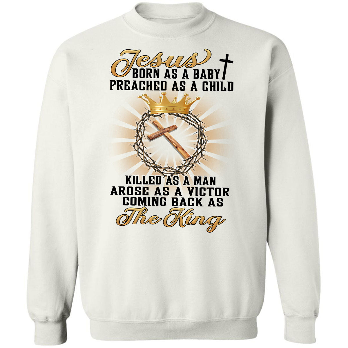 Crown of thorn, Wooden cross, Jesus comes back as the King - Jesus Apparel