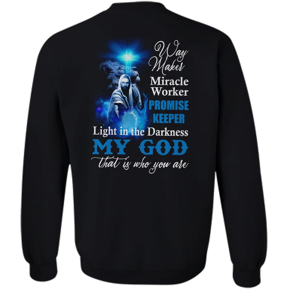 The blue light cross - My God is the light in the darkness - Jesus Back-printed Apparel