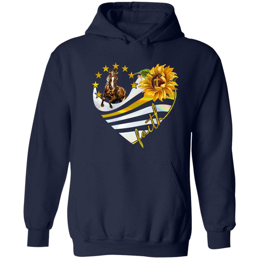 Running Horse, Sunflower, Faith heart shape - Jesus Apparel