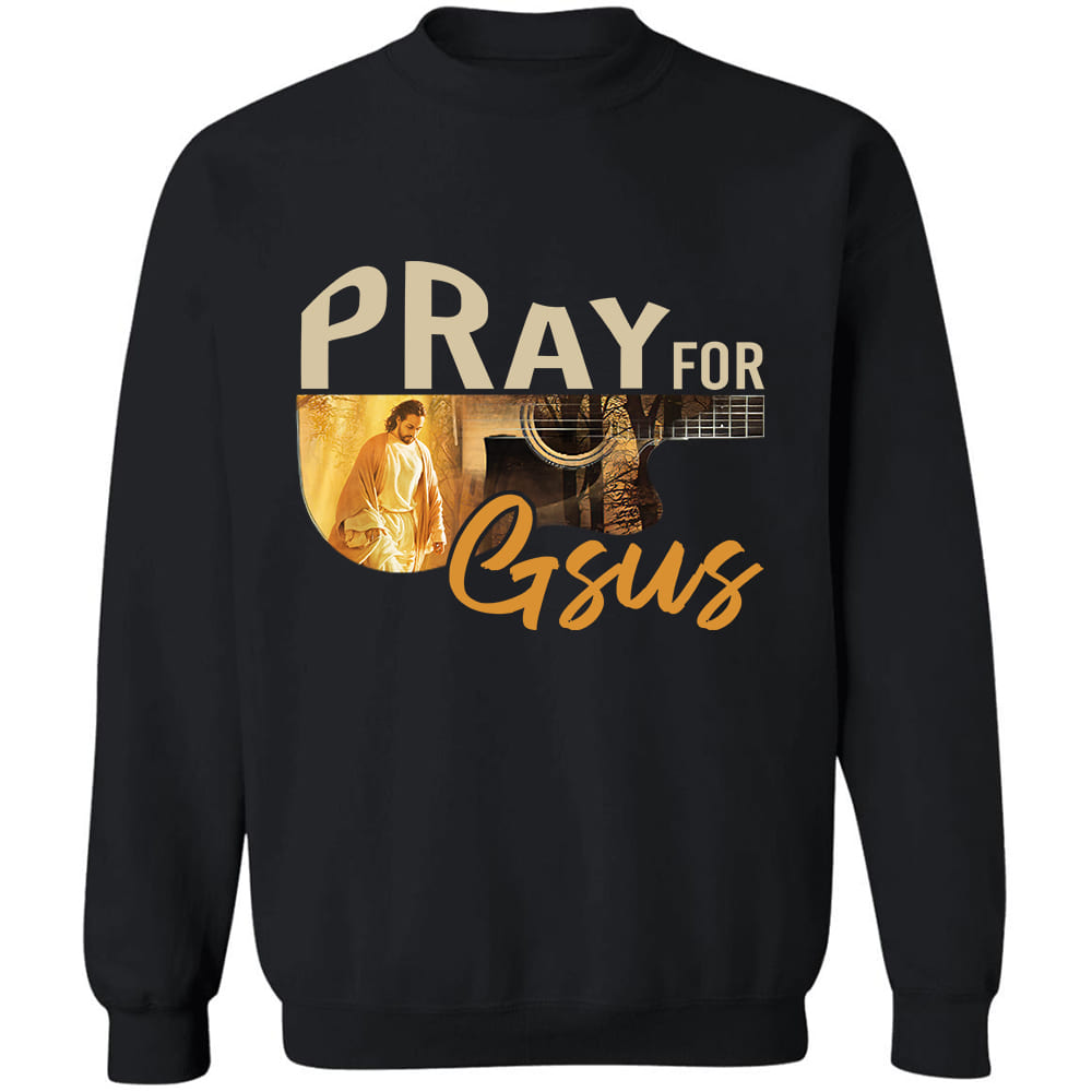 Vintage guitar, Jesus walking, Pray for Gsus - Jesus Apparel