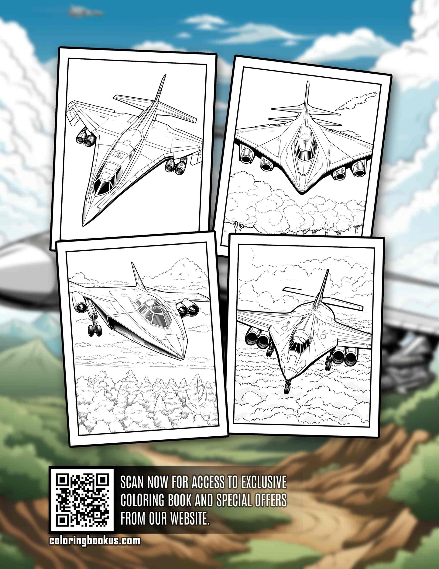 Jet Fighters 30 Pages Printable Coloring Book