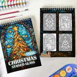 LBKHOUSE Christmas Stained Glass Spiral Coloring Book for Adult
