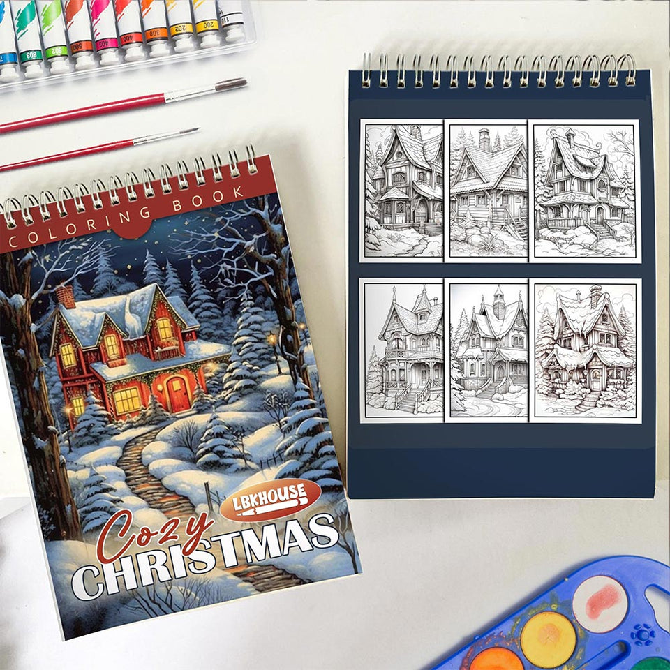 LBKHOUSE Cozy Christmas Spiral Coloring Book for Adults