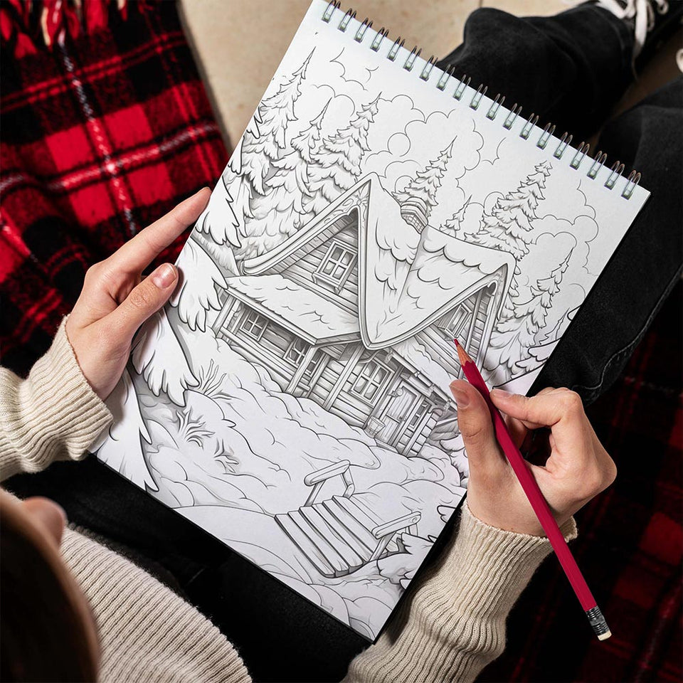 LBKHOUSE Cozy Christmas Spiral Bound Coloring Book for Adults