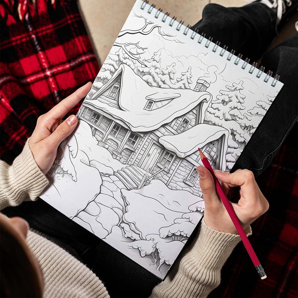 LBKHOUSE Cozy Christmas Spiral Bound Coloring Book for Adults
