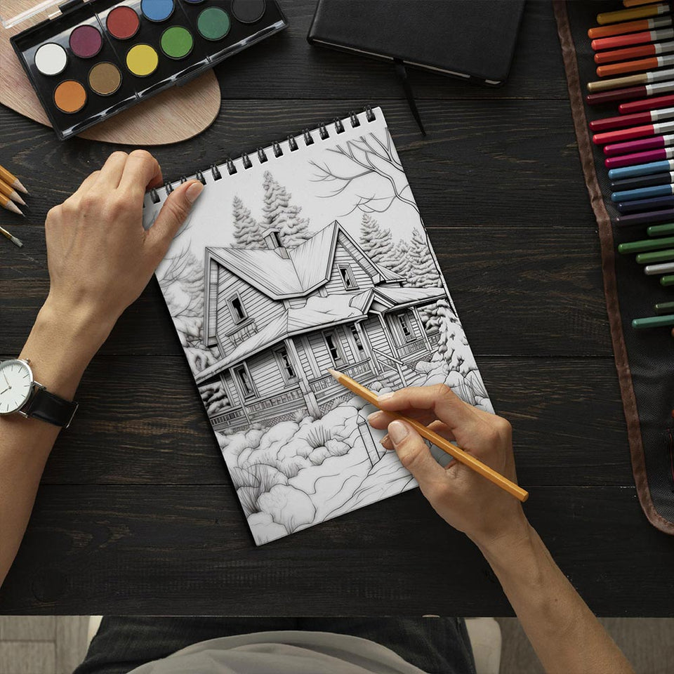 LBKHOUSE Cozy Christmas Coloring Book Spiral Bound for Adults