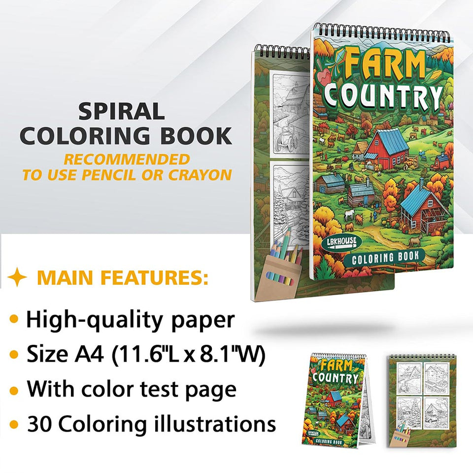 LBKHOUSE Farm Country Coloring Sheets for Adult