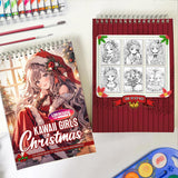 LBKHOUSE Kawaii Girls Christmas Spiral Coloring Book for Adults