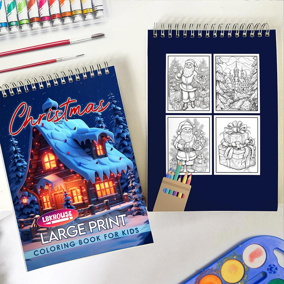 LBKHOUSE Large Print Christmas Spiral Coloring Book for Adults