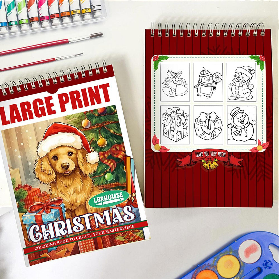 LBKHOUSE Large Print Christmas Spiral Coloring Book for Adults