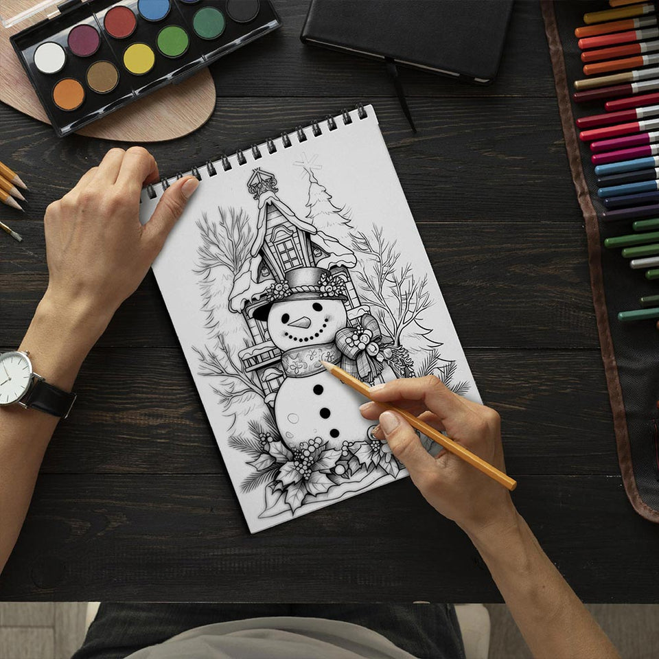 LBKHOUSE Snowman Coloring Book Spiral Bound for Adults