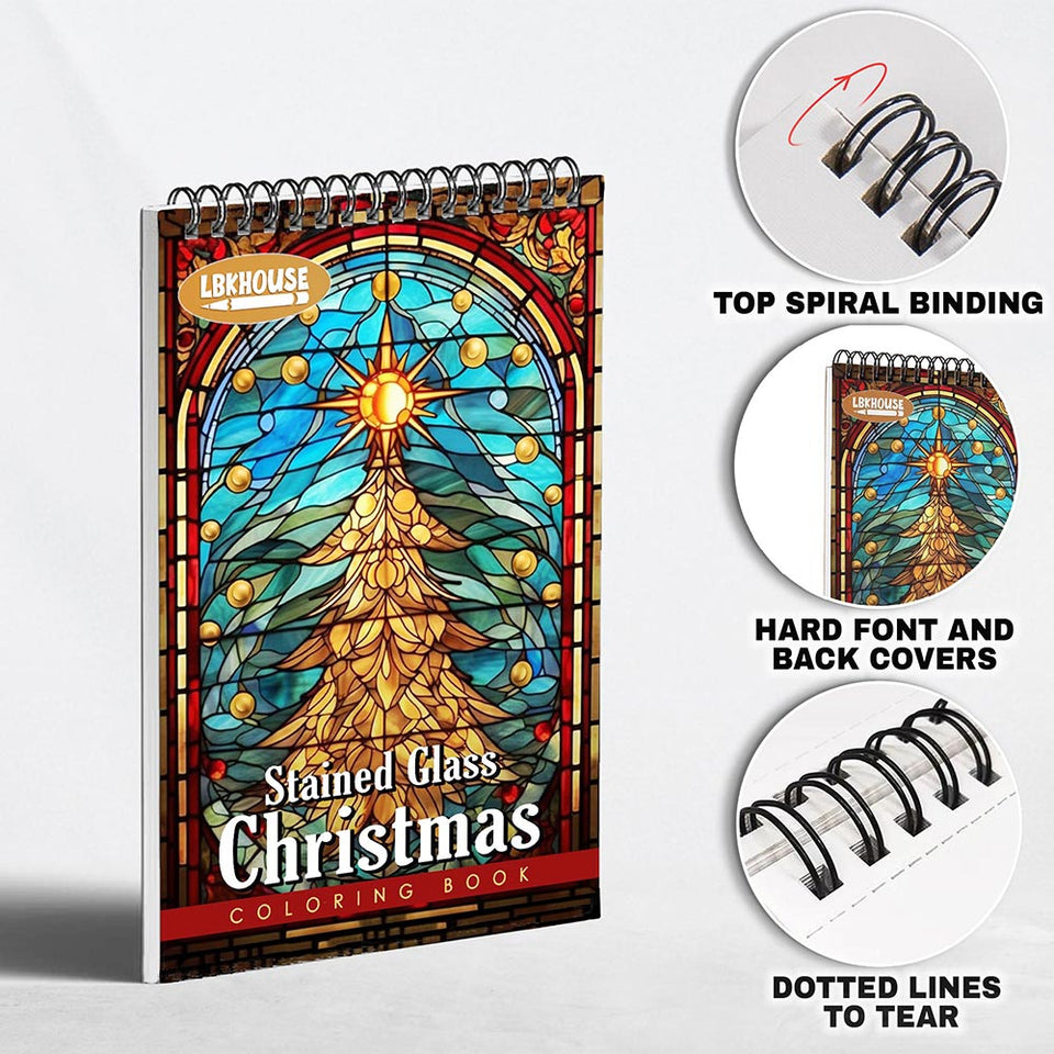 LBKHOUSE Stained Glass Christmas Coloring Pages for Adults