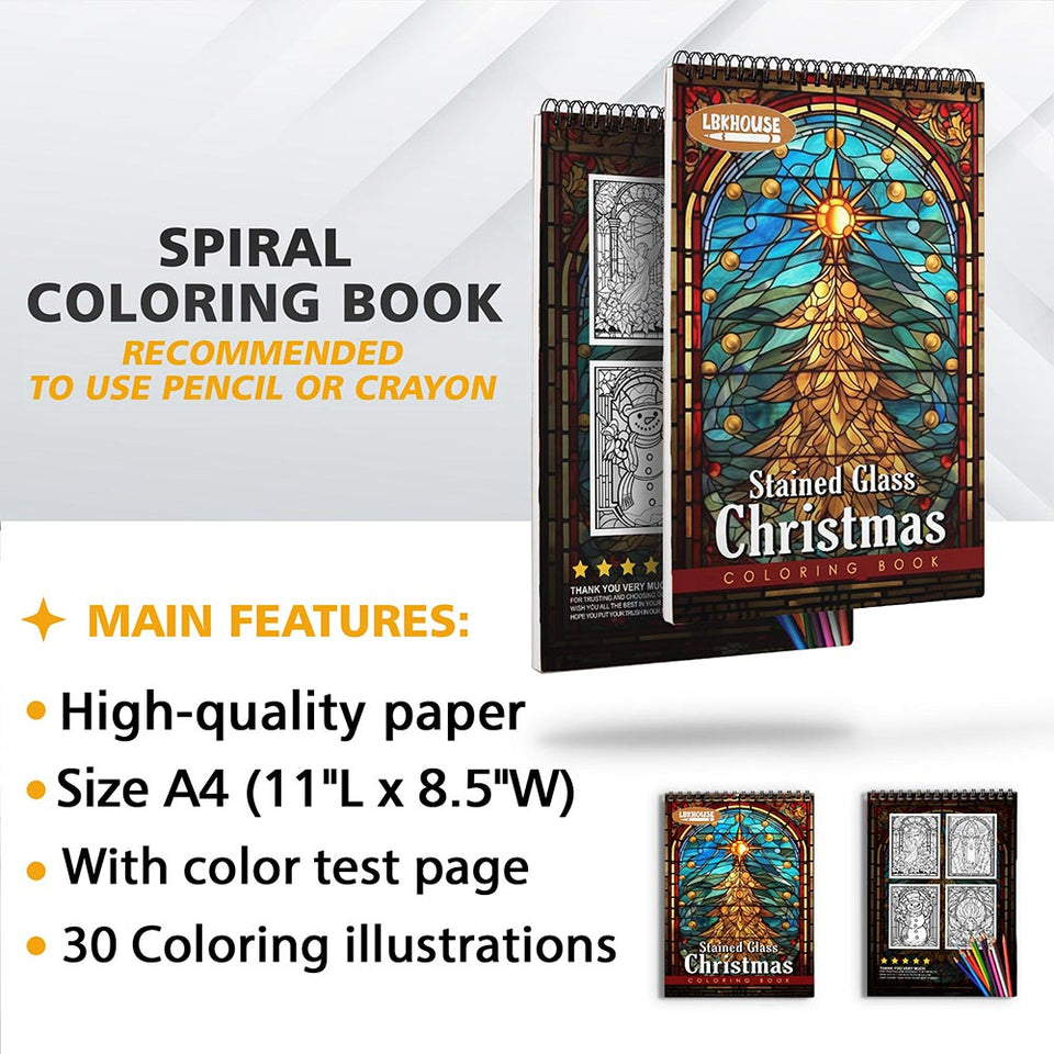 LBKHOUSE Stained Glass Christmas Coloring Sheets for Adults