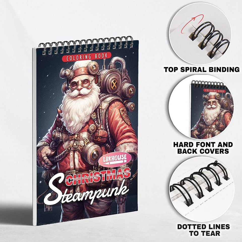 LBKHOUSE Steampunk Christmas Coloring Pages for Adults