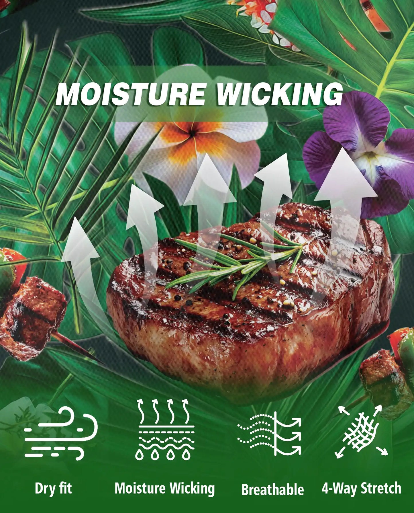 Grilled Steak Tropical Polo Shirt – BBQ Hawaiian Food Pattern | Azhobbyshop