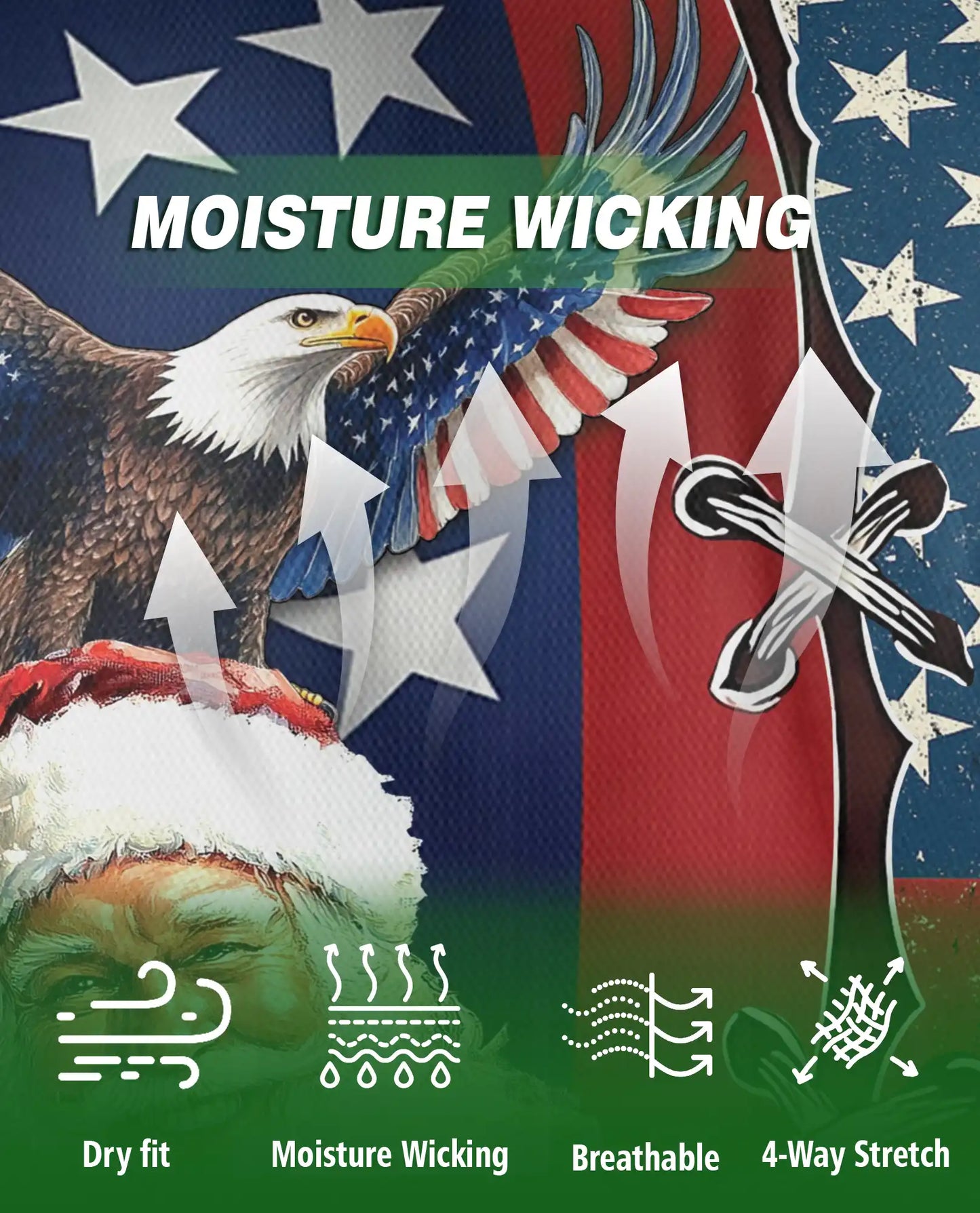 Patriotic Santa Eagle American Flag 3D Polo Shirt | Azhobbyshop