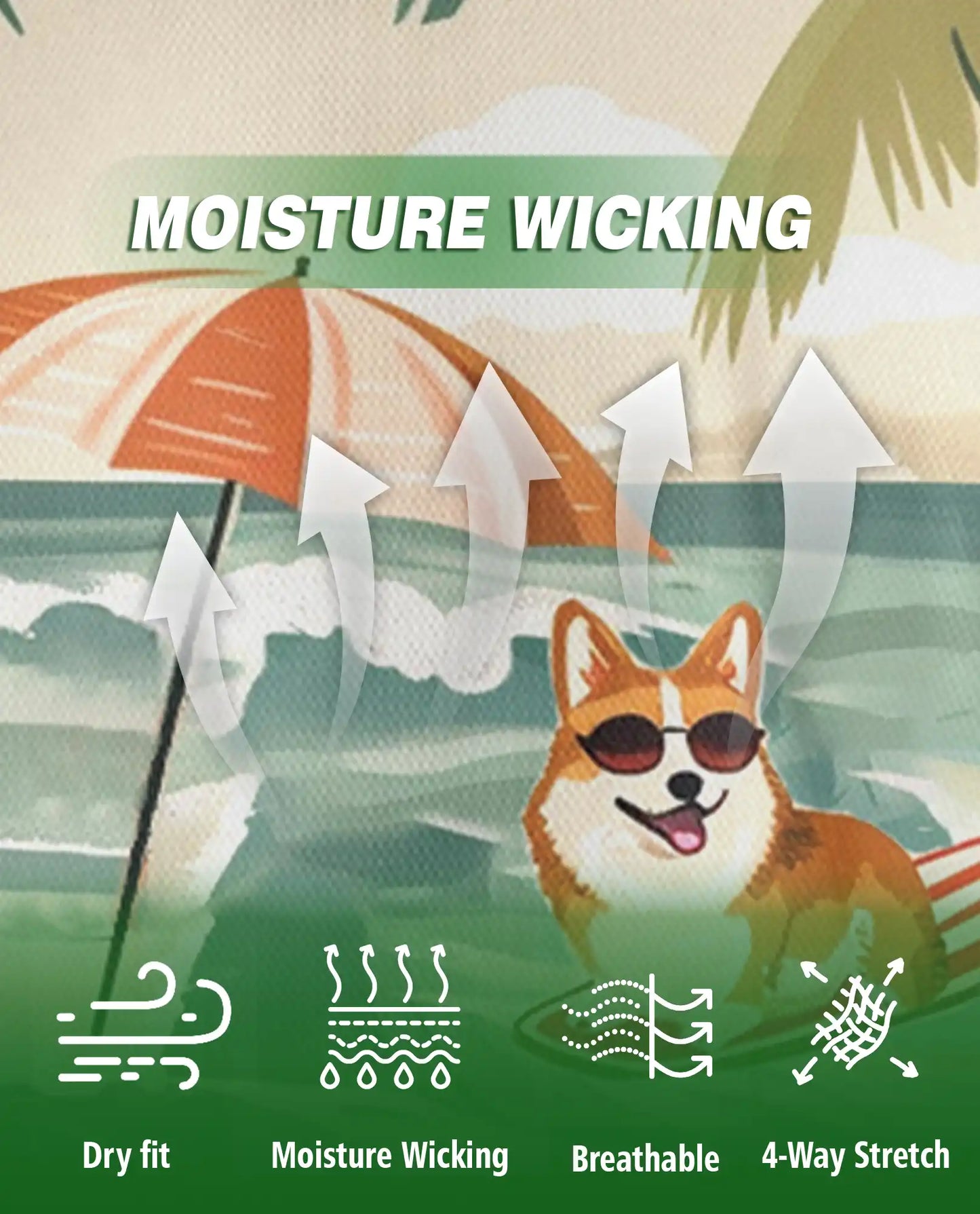 Corgi Summer Beach Polo Shirt – Cute Surfing Dog Tropical Vacation 3D Print | Azhobbyshop