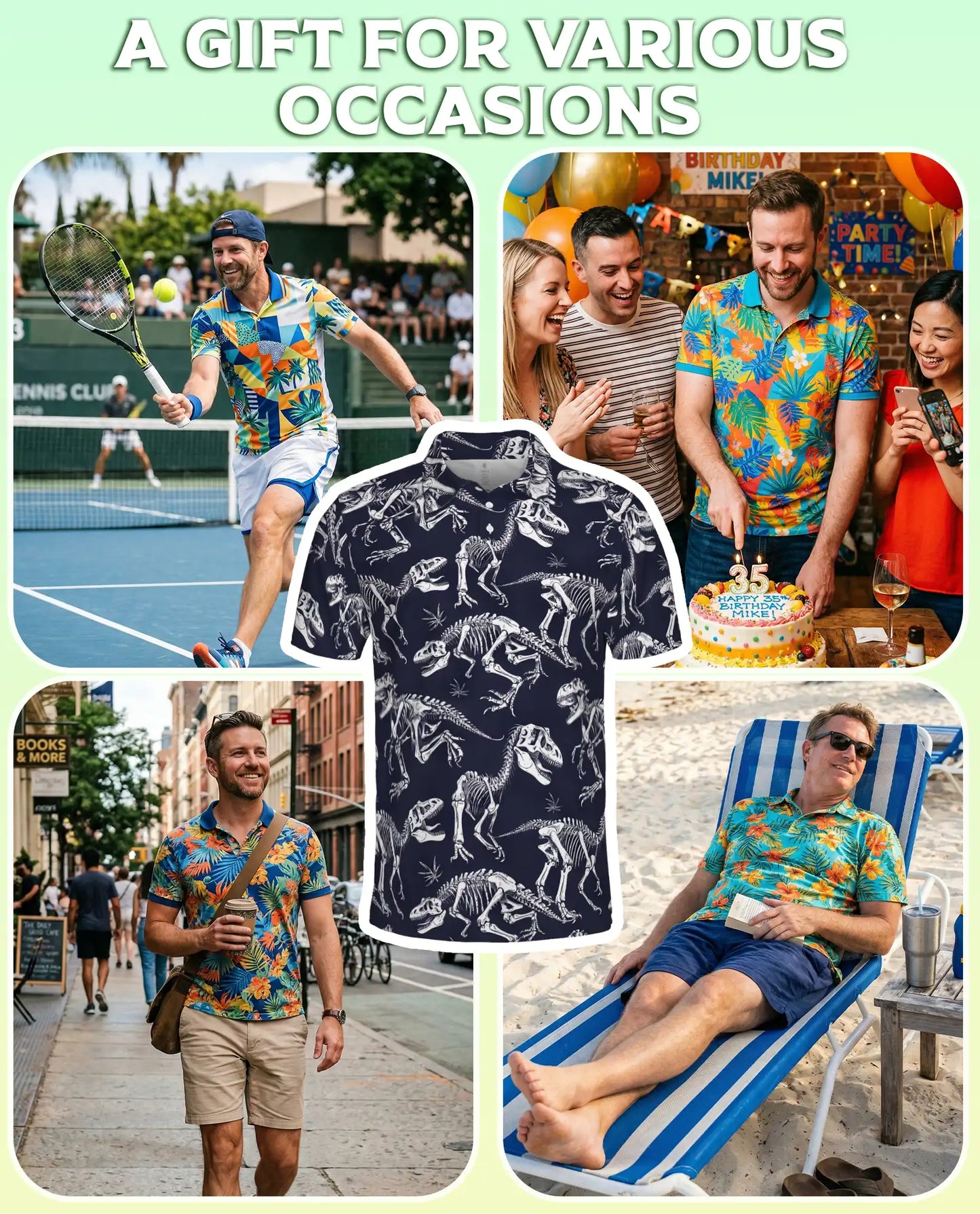 Dinosaur Skeleton 3D Polo Shirt for Men – Prehistoric Fossil Style | Azhobbyshop