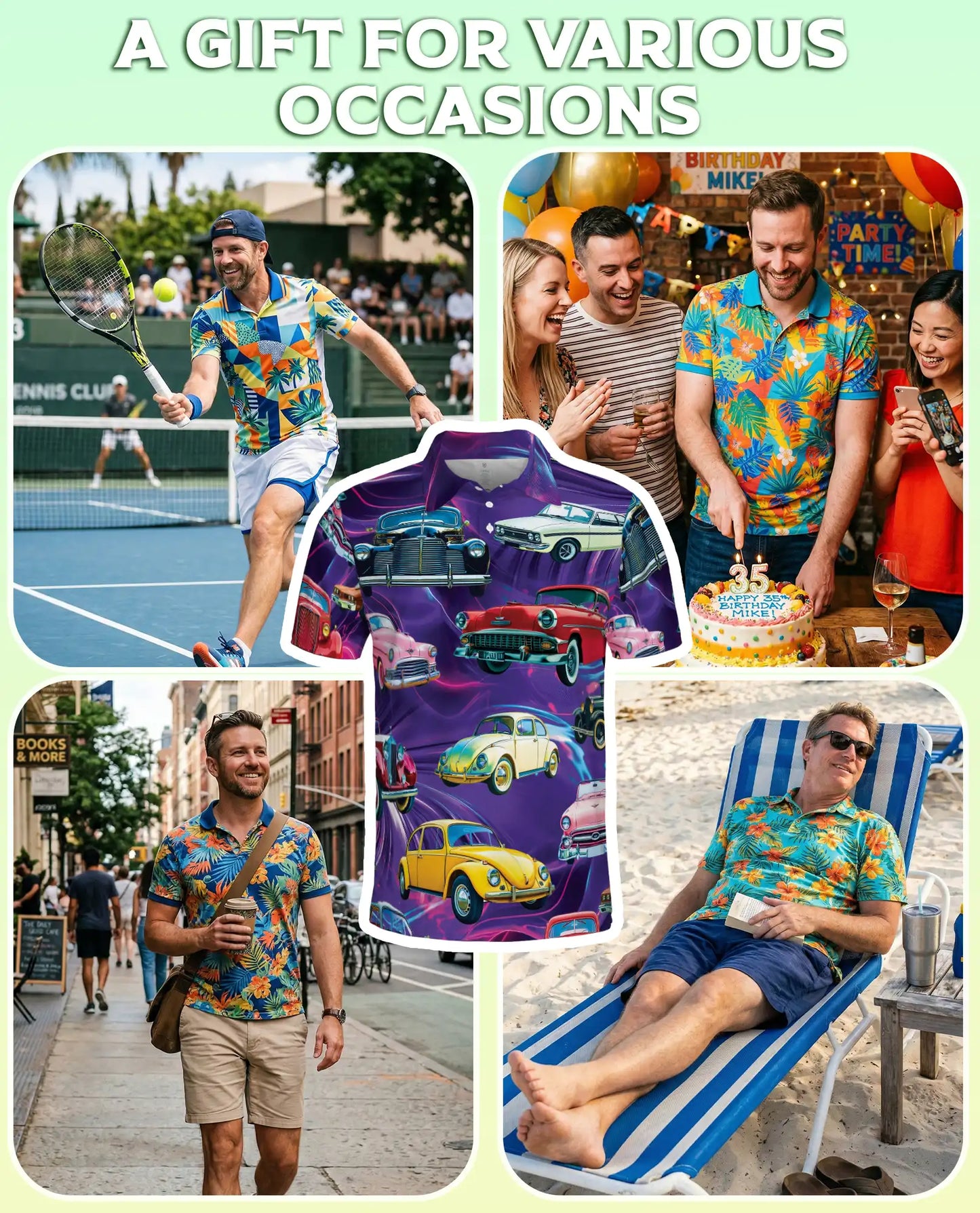Vintage Cars 3D Polo Shirt for Men – Retro Classic Auto Style | Azhobbyshop