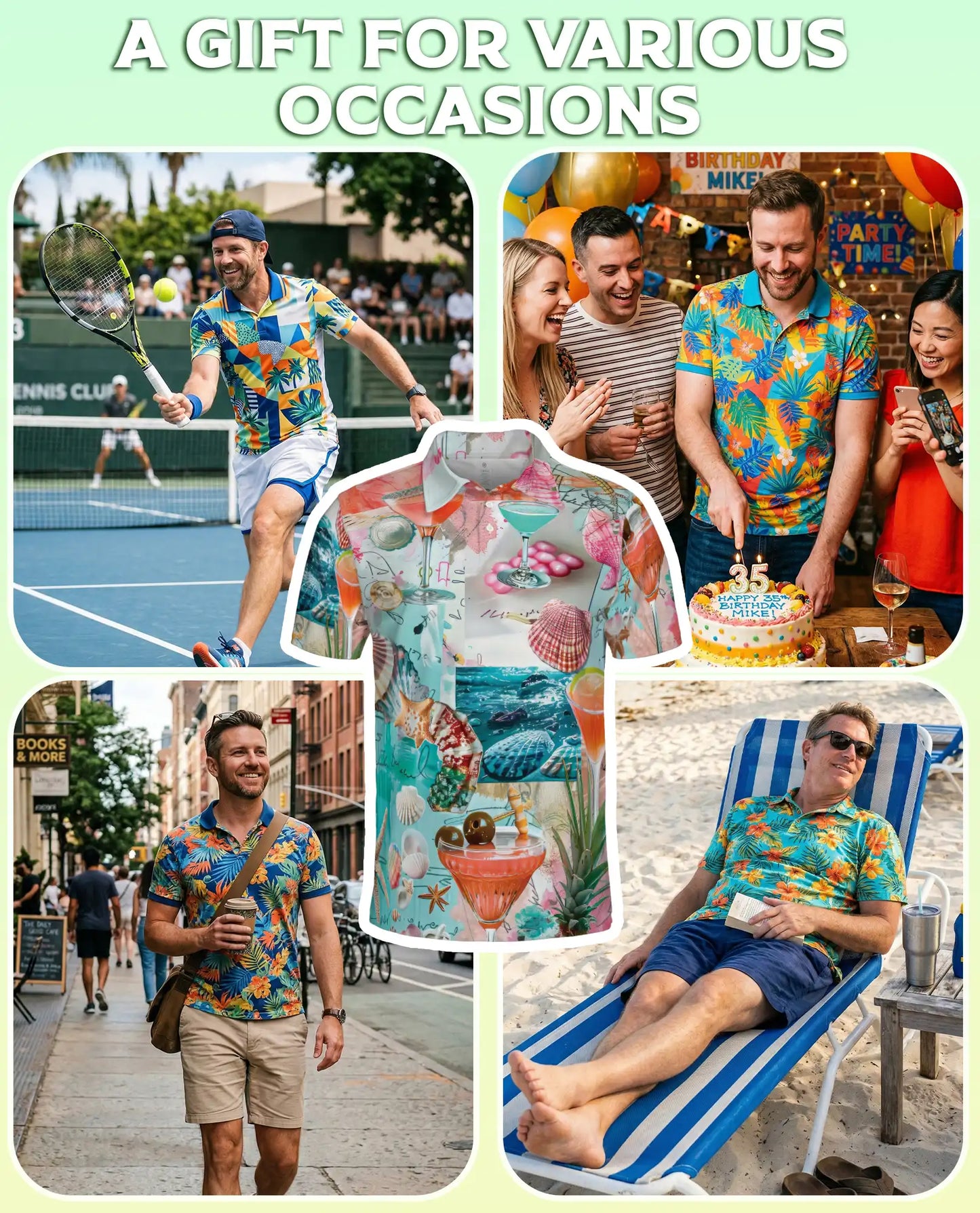 Cocktail Summer 3D Polo Shirt for Men – Tropical Beach Party Style | Azhobbyshop