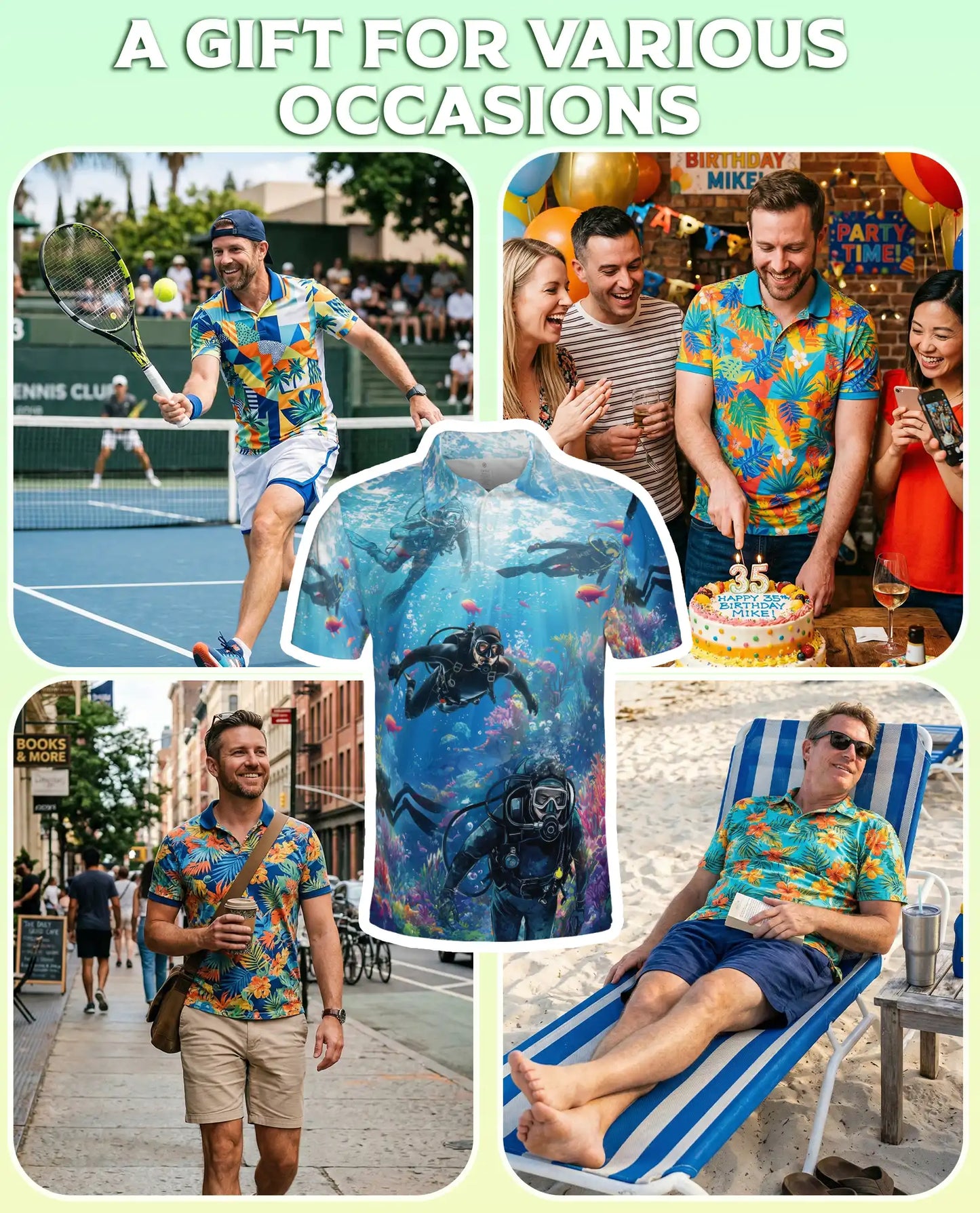 Scuba Diving 3D Polo Shirt for Men – Ocean Adventure Diver Style | Azhobbyshop