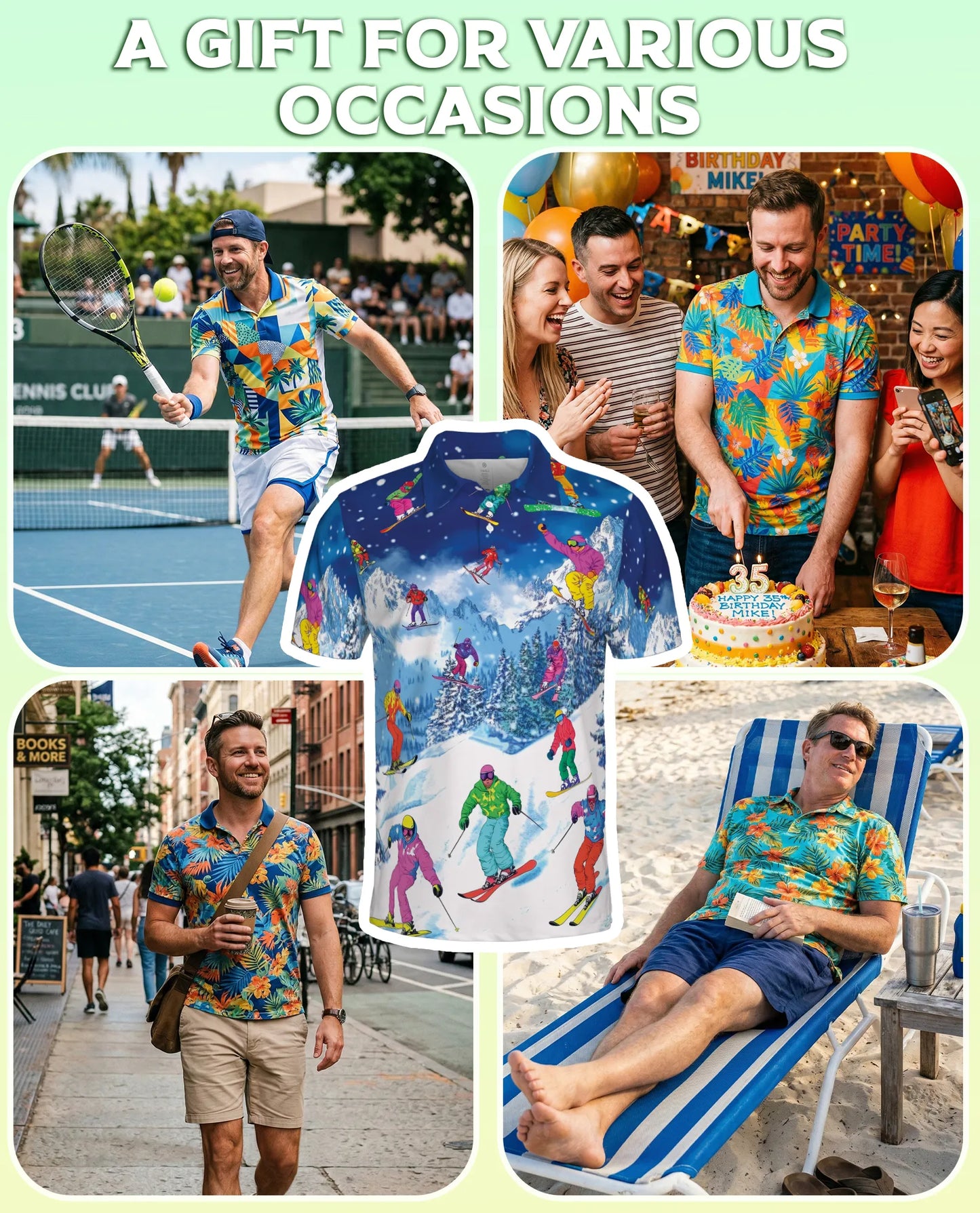 Go Skiing This Winter Polo Shirt 3D-Tropical Style | Azhobbyshop