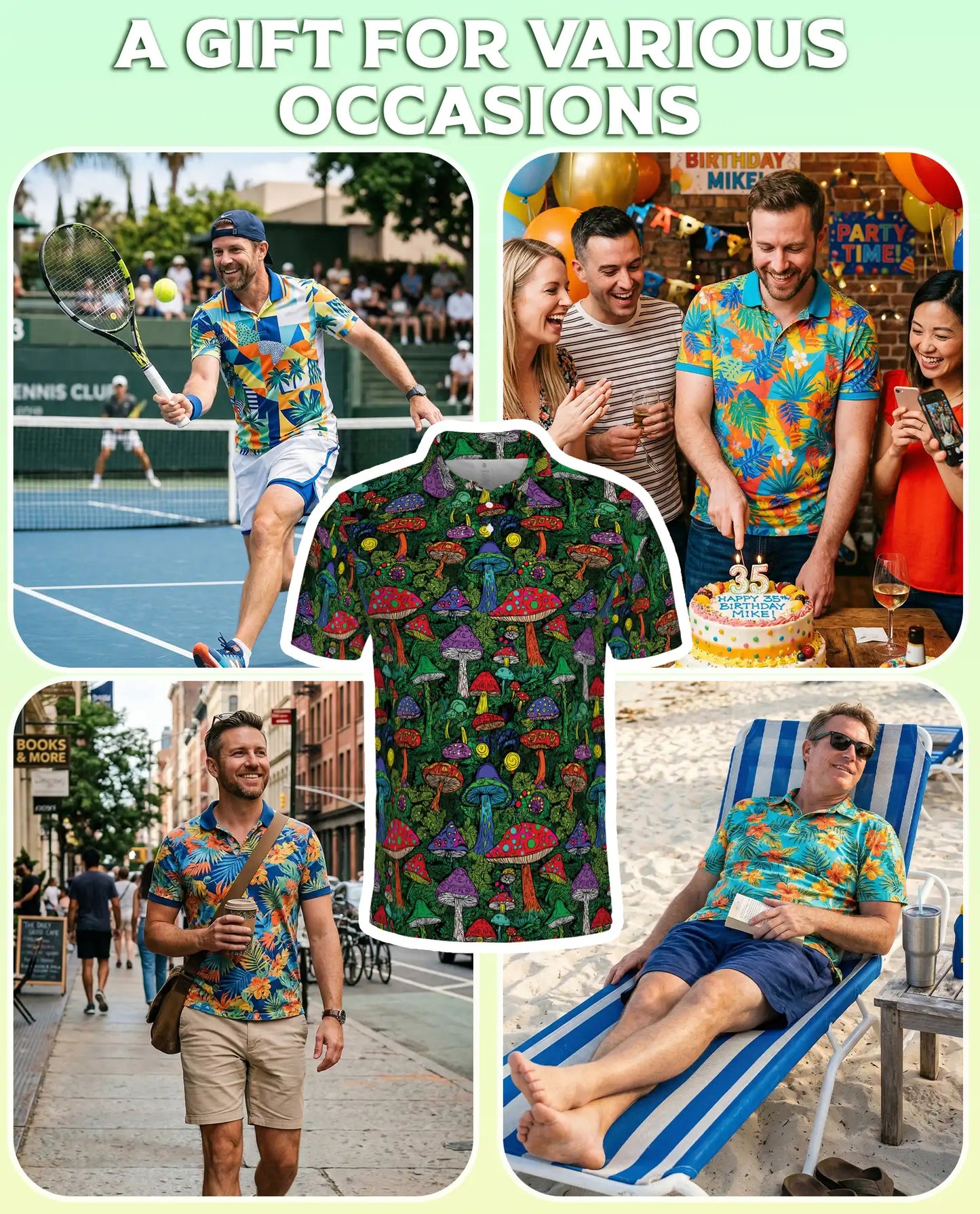 Mushroom Polo Shirt – Psychedelic Forest Style | Azhobbyshop