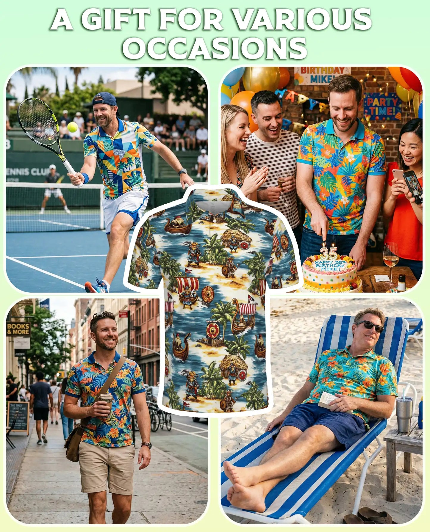 Viking Hawaiian 3D Polo Shirt for Men – Norse Warrior Island Style | Azhobbyshop
