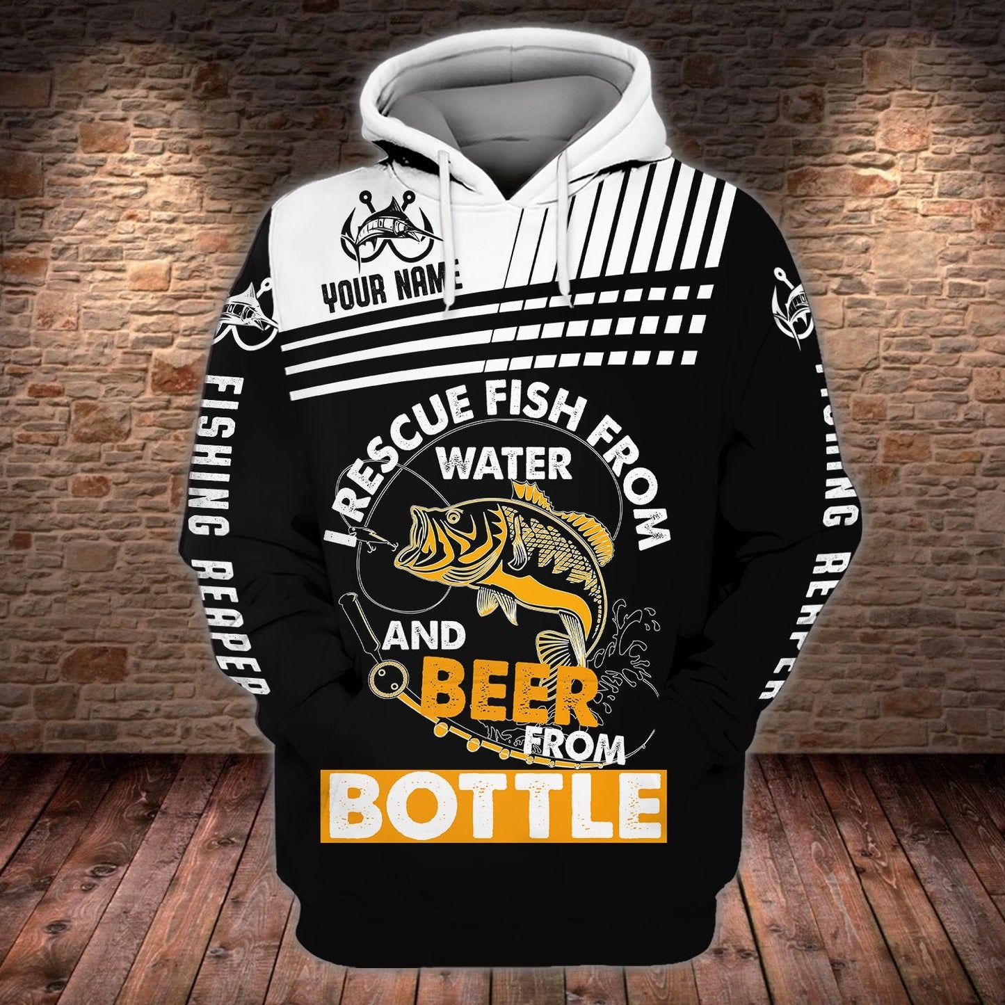Fishing And Beer - Personalized Name All Over Print Unisex Hoodie