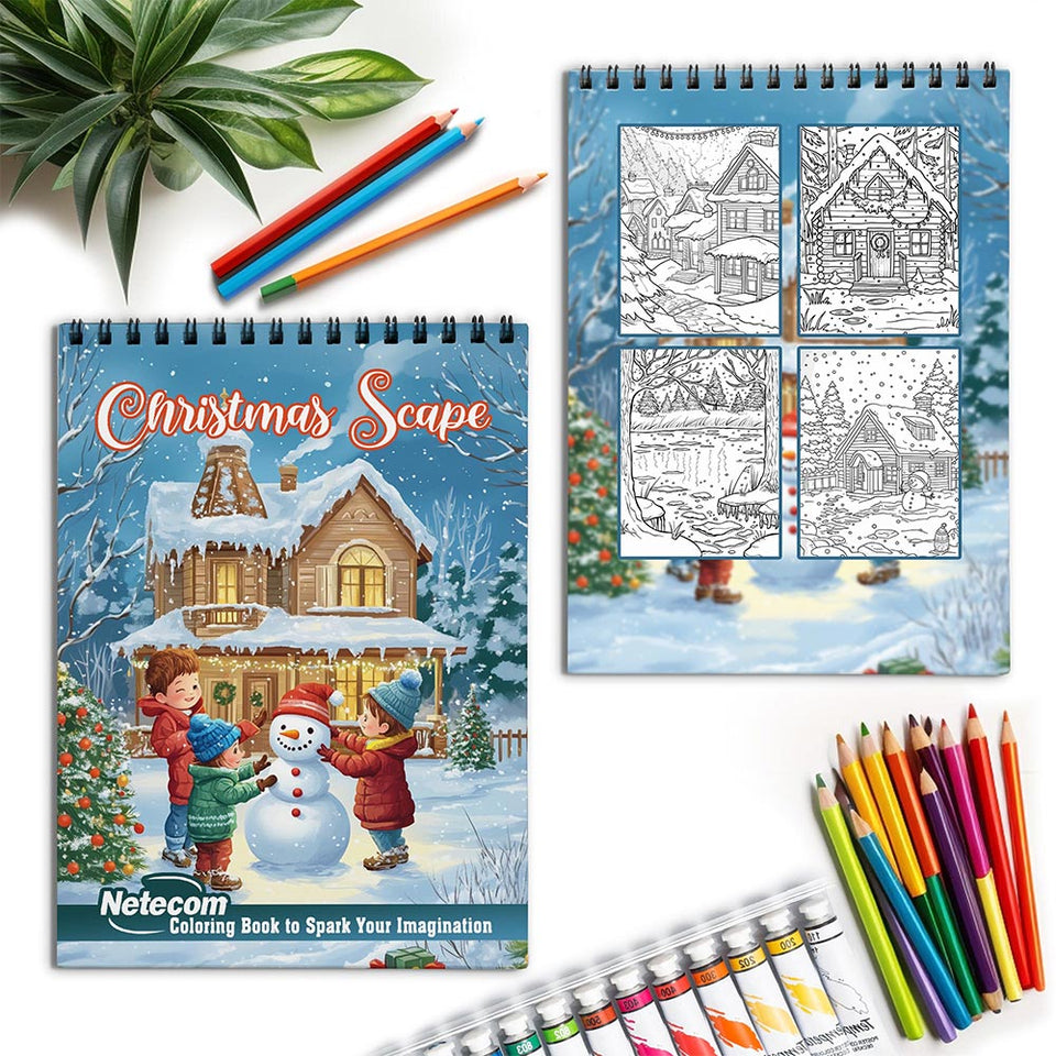 Netecom Christmas Scape Spiral Coloring Book for Adults